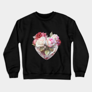 Roses in Heart Shaped Vase Crewneck Sweatshirt